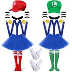 Santoy Super Bros Mary & Luigi Costume for Adult,Outfits Accessories Halloween Cosplay for Men & Women