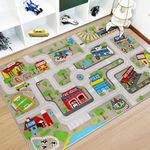 Capslpad Kids Rug Educational Play Rug 5.2'x3.3' Traffic Road Kids Play Car Mat Large Learning Play Game Area Rug Kids Carpet for Playroom Living Room Nursery Room Decor, Tan