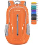 ZOMAKE Ultra Lightweight Foldable Backpack - Packable Foldable Rucksack 25L Small Packable Backpacks Travel Daypack Water Resistant For Men Women Outdoor Hiking Walking - (Orange)