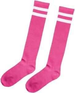 Amscan Standard Knee High Socks with White Stripes, Pink