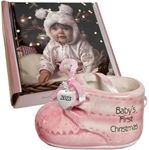 Baby Girl First Christmas Pink Baby Shoe Ornament Dated 2023 for New Parents, Birth, Baby Shower, Baby's First Christmas Ornament 2023 Can be Personalized with Gift Box