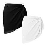 GWAWG 2 PCS Women Beach Wrap Short Sarongs Bikini Cover Up Chiffon Swimsuit Wrap Skirts for Swimwear Black