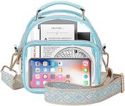 MoKo Clear Bag Stadium Approved for Women, Large Capicity Crossbody Bag with 2 Pockets and Zipper, Handle, Clear Shoulder Bag for Sports Events, Concerts, Festivals, SkyBlue