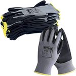 NITREX 270E Work and Safety Gloves, Bag of 10 Pairs - General Handling Gloves with Polyester Liner and Foam Nitrile Palm Coating in Grey, Size 9