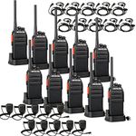 Retevis RT24 Walkie Talkie with Earpiece and Speaker Mic PMR446 License-free 16 Channels CTCSS/DCS Long Range Rechargeable Two Way Radio with USB Charging Base (10 Pack, Black)