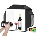 Selens Photo Studio Light Box, 16"x16" Upgraded Portable Photo Box Professional Shooting Tent with 3 Stepless Dimming Light Panels & High CRI 480 LED Lights & 4 PVC Backdrops for Product Photography