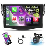 [4G+64G] 8 Core Car Radio for Toyota RAV4 2007 2008 2009 2010 2011 2012 - Android 13 Touch Screen RAV4 Stereo, DSP 32 EQ/IPS/Apple Carplay/Android Auto/SWC/BT/WiFi + AHD Backup Camera