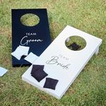 Ginger Ray Wooden Team Bride and Team Groom Cornhole Game with 8 Bean Bags