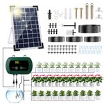 Anpress Automatic Watering Irrigation System 5W Solar Micro Drip Irrigation Kit Auto DIY Watering System with 30Pots and 10 Timing Modes for Plants on The Balcony, in The Plant Bed and Green House