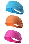 3PACK Lightweight Sport Headband/Non-Slip Sweat Band - Stretchy Bandana Headwear - Best for Running Cycling Hot Yoga and Athletic Workouts - Fashion Elastic Hair Band for Women Men Teens Girls