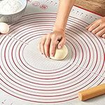 Extra Thick 16x24 inch Silicone Baking Mat with Measurements, Nonstick Pastry Mat for Rolling Dough Cooking Mat Oven Mats Sheet Various Size for Baking Pizza Bread Cakes(16x24 inch, Red)