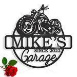 Personalized Motorcycle Garage Sign, Custom Metal Name Sign, Handmade Motor Bike Hanging Plaque Metal Wall Art, Man Cave Decor, Gift for Biker, Housewarming, Gift for Him, Cafe Racer