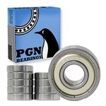 PGN (10 Pack) 6000-ZZ Bearing - Lubricated Chrome Steel Sealed Ball Bearing - 10x26x8mm Bearings with Metal Shield & High RPM Support