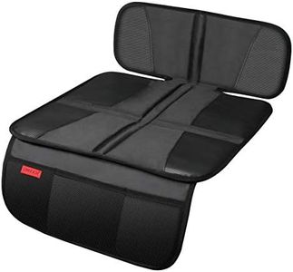 Kaiphy Car Seat Protector - Seat Protection Mat - Thick Padding - Durable, Waterproof Fabric, Leather Reinforced Corners & 3 Pockets for Handy Storage Black