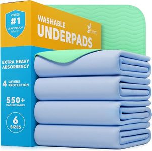 GREEN LIFESTYLE® Washable Underpads - Heavy Absorbency Reusable Bedwetting Incontinence Pads for Kids, Adults, Elderly, and Pets - Toddler Mattress Pads for Bed, Sofa, Floor (Pack of 4 - 34x36)
