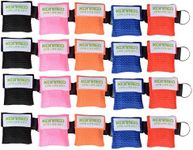 KONMED 20 Pcs/pack CPR Mask Keychain Ring Emergency Kit Rescue Face Shields with One-way Valve Breathing Barrier for First Aid or AED Training