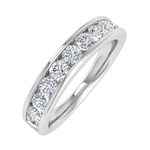 FINEROCK FINEROCK 1 Carat Channel Set Diamond Wedding Band Ring in 14K White Gold (Ring Size 5)