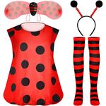 Women Kids Ladybug Costume Set Ladybug Costume Dress for Halloween Cosplay (XXL, Adult Style)