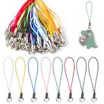 100pcs Mobile Phone Pendant Loops, Hand Wrist Strap Lanyard with Carabiner Split Ring Strap Detachable Phone Ring Strap Phone Charm Cords for Mobile Phone Lanyard Strap DIY Rope for Hanging (Colorful)