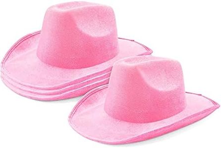 Zodaca 4-Pack Pink Felt Cowboy Hats - Bulk Pack of Cowboy Hats for Women, Girls, Men, Birthday, Party, Bachelorette (Adult Size)