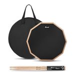 Sovvid 12 Inches Drum Pad and 5A Drum Sticks, Double Sided Snare Drum Practice Pad for Drummers, Silent Practice Drum Pad for Adults and Kids with Storage Bag - Black