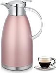 Asiulalt 2.3L/ 78oz Stainless Steel Thermal Carafe, Double Walled Vacuum Insulated Coffee Carafe with Lid, 12 Hour Heat and 24 Hour Cold Retention Thermos, Jug for Water, Milk, Tea, Juice（Pink）