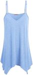 Miusey Womens Handkerchief Hem Sleeveless Flowy Tunic Tops Summer Casual Adjustable Spaghetti Strap Camisoles Long Tank Tops Blue-2 S