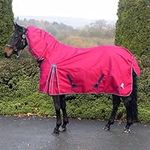 Fieldmasta 1200D Ripstop Horse Turnout Rug - Waterproof Breathable, Combo Neck, Memory Foam Wither Pad, Anti-Rub Lining 5FT Red