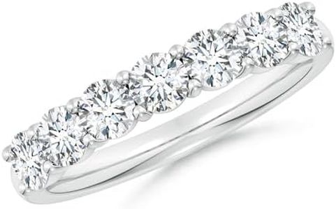 Angara Lab Grown Diamond Wedding Ring for Women | 1.23 ct Round Lab Diamond Half Eternity Ring in White Gold | April Birthday, Anniversary, Gemstone Jewelry Gift | FGVS | 3.6mm | Ring Size- 7.5