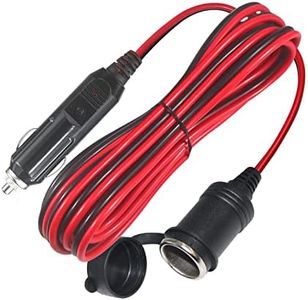 QIUCABLE 12v Cigarette Lighter Cable Plug and Socket 6FT Extension 12 volt Cord Adapter with Waterproof Cover Cap,LED Light Inner 15A Fuse Cigar Plug Male to Female Cords