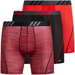 adidas Men's Sport Performance Mesh Boxer Brief Underwear (3-Pack), Illum Vivid Red/Black/Vivid Red, XX-Large