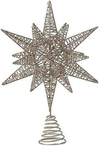 Creative Co-Op Multidimensional Star Tree Topper with Gold Glitter Metal Ornaments