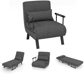 COSTWAY Sofá Cama Convertible, Silla de Dormir Individual Tri-Fold con Respaldo Ajustable de 6 Posiciones, Cojín Desmontable y Asiento Tapizado, Estructura Metálica Plegable para Hogar (Gris)
