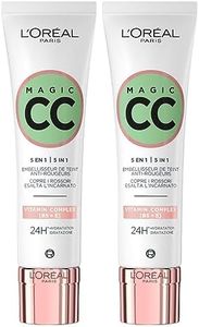 L'Oréal Paris Magic CC Cream 24H Hidratante Anti-Rojeces Crema Verde 5en1 Tono Universal Efecto Piel Aterciopelada Larga Duración - 2 x 30ml frascos