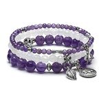 JSDDE 3pcs Natural Amethyst Crystals Bracelet Reiki Healing Crystal Gemstone Beads Stretch Bracelets for Women Gift