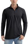 TACVASEN 1/4 Zip Tops Men Long Sleeve Running T Shirt UPF 50+ UV Sun Protection Shirt Outdoor Sports T-Shirt Black