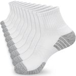 KOOOGEAR Mens Running Trainer Socks,5 Pairs Cushioned Sports Quarter Socks White Black Grey Anti-Blister Cotton Breathable Wicking Walking Hiking Socks