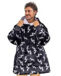 Blanket Hoodie, Oversized Hoodie Blanket, Sherpa & Fleece Wearable Blanket Hoodies for Women & Men, Comfy & Fluffy Hooded Blankets, Adult Lightning