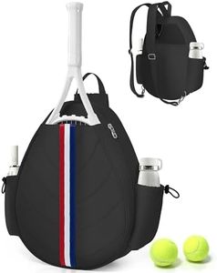 TBTOTRA Tennis Bag, Water Resistant Tennis Backpack for Women Men, Quilted Crossbody Sling Design for Tennis, Pickleball, Badminton Rackets, Black