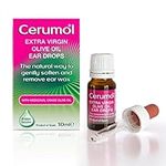 Cerumol Extra Virgin Olive Oil Ear Drops, 10ml, Gentle, Natural Formulation, Helps to Relieve Symptoms of Ear Wax, Softens Earwax, Dropper Included