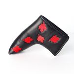 FINGER TEN Golf Putter Head Covers Blade Club Headcover PU Leather Protector Cover Black White Fits All Putters for Men Women All Brands (Red Maple Leaf-Black)