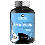 Naturyz Triple Strength ZMA Plus, Muscle Strength & Nightime Recovery Support Supplement with 450 mg Magnesium Aspartate, Tribulus, Zinc, B6 & Black Pepper for Men - 60 Tablets