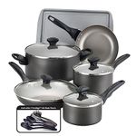 Farberware 21896 Dishwasher Safe Nonstick Cookware Pots and Pans Set, Aluminum, Pewter