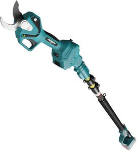 KIESBOHR CSS04 2-IN-1 Akku Astschere und Gartenschere Teleskop Kompatibel mit Makita 18V Akkus, Max. 2m Teleskopstange, mit LCD-Display, Winkelverstellbar, Automatische Abschaltung (Ohne Akku)