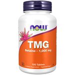 Now Foods, TMG (Trimethylglycine), 1.000mg, 100 Vegan Tablets, Lab-Tested, High Dose, Betaine, Gluten Free, SOYA Free, Vegetarian