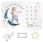 Luka&Lily Monthly Milestone Blanket for Baby Boys, 60x40 inches