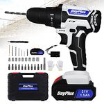 Cordless Drill Driver 21V Combi Drill Power Drill Kit, Electric Screwdriver Set, 29pc Accessory Kit, 3/8" Keyless Chuck, 2 Speeds, 25+1 Torque, Quick Change Battery & Charger Included White