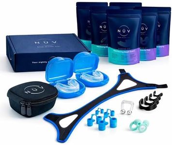 NÜV Anti Snoring Kit – Complete Sleep Solution with Mouth Guard (2 Pack), Chin Strap, Magnetic Nose Strip (30-Day Supply), Nasal Vents & Ear Plugs – 7-in-1 Snoring Relief Set for Men & Women