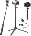 Kaitezenz Selfie Stick Tripod for Gopro Camera, 64" Extendable Stand with 360° Ball Head 1/4" Screw, Portable Lightweight Camera Tripod for GoPro Max Hero 11 10 9 8 7 6 5 DJI OSMO Action Phone