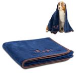 The Wagging Tailor Dog Towel XL 130cm x 70cm (600 GSM) - Luxury Microfibre Dog Towels for Drying Dogs Large & Small (Blue - 1 Pack)